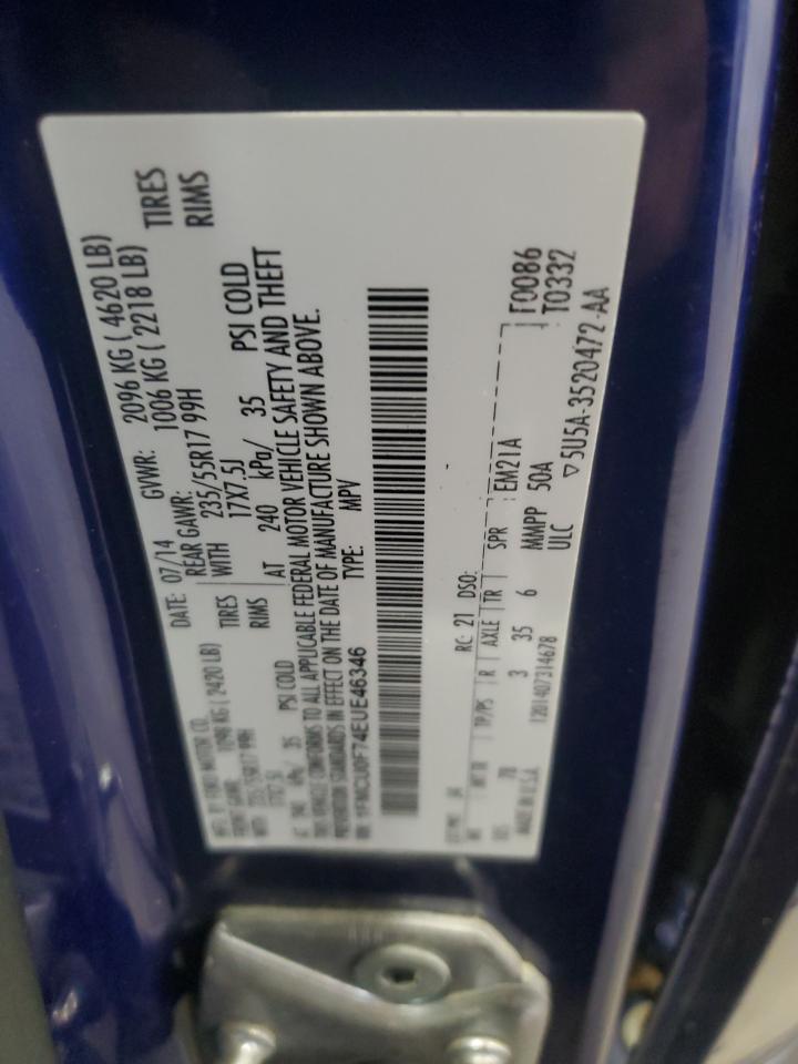 2014 Ford Escape S VIN: 1FMCU0F74EUE46346 Lot: 89897595