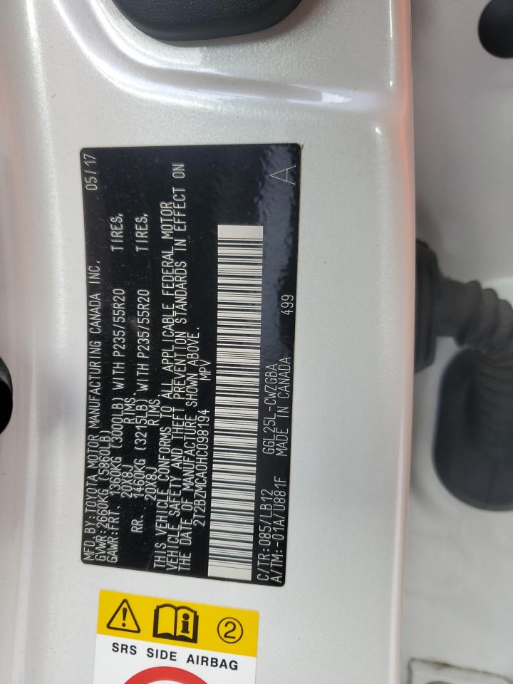 2017 Lexus Rx 350 Base VIN: 2T2BZMCA0HC098194 Lot: 82645605