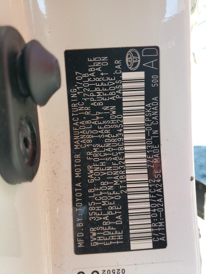 2008 Toyota Corolla Ce VIN: 2T1BR32E18C934520 Lot: 81916525