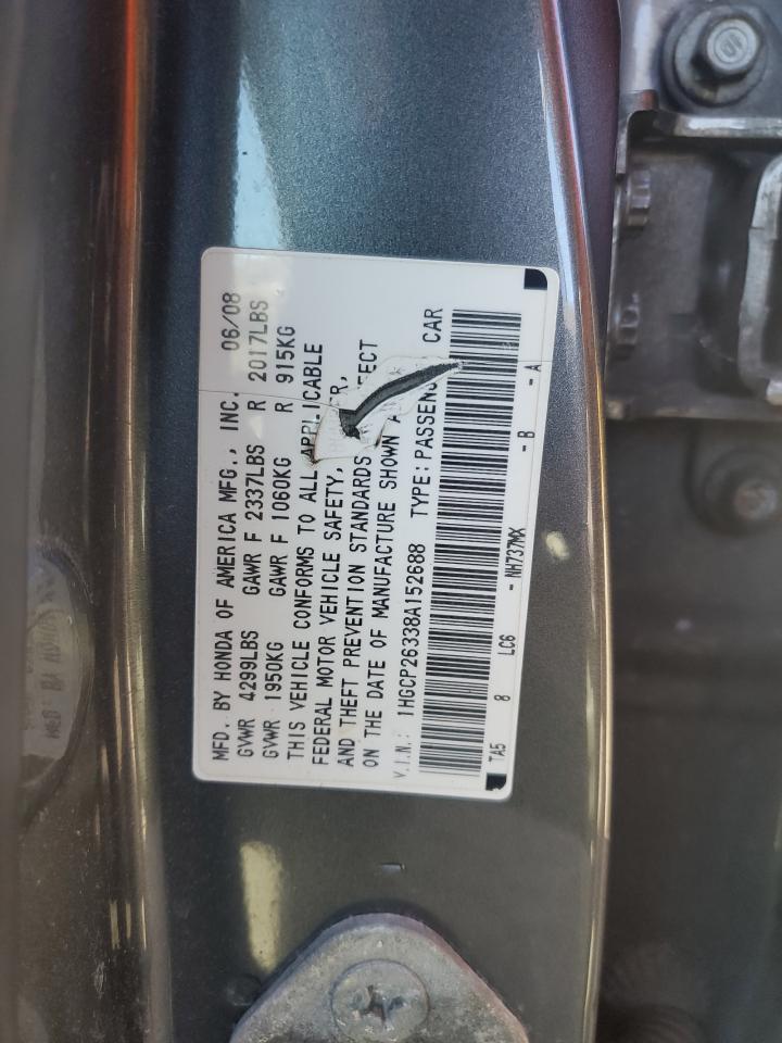2008 Honda Accord Lx VIN: 1HGCP26338A152688 Lot: 82291945