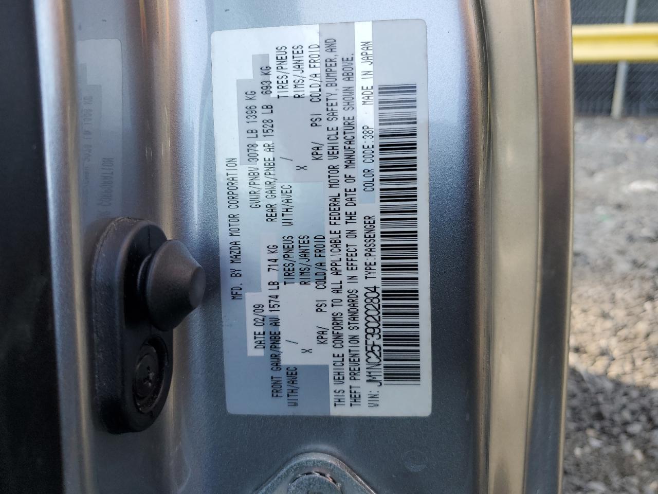 2009 Mazda Mx-5 Miata VIN: JM1NC25F390202804 Lot: 82212985