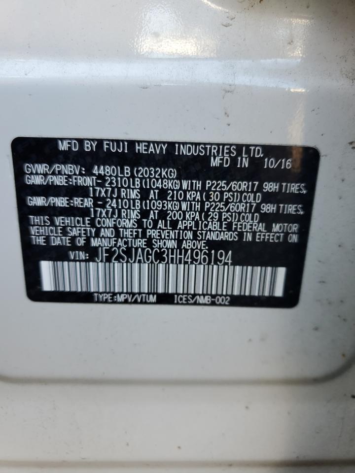 2017 Subaru Forester 2.5I Premium VIN: JF2SJAGC3HH496194 Lot: 84814915