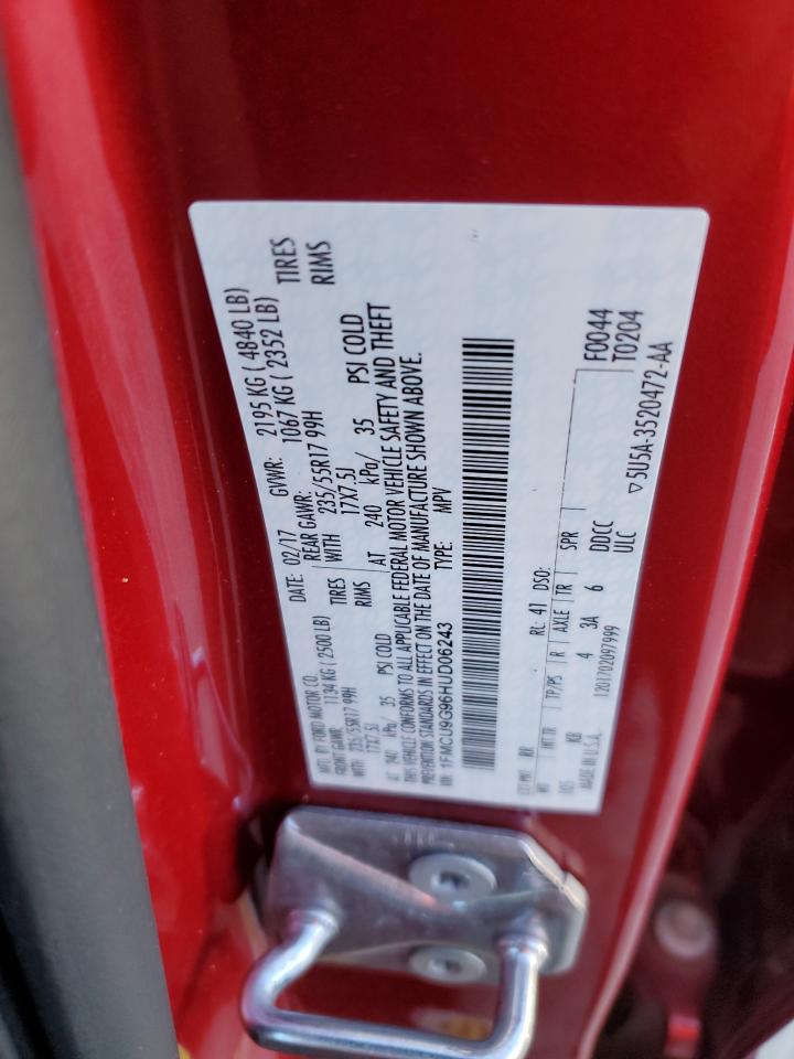 2017 Ford Escape Se VIN: 1FMCU9G96HUD06243 Lot: 85582085