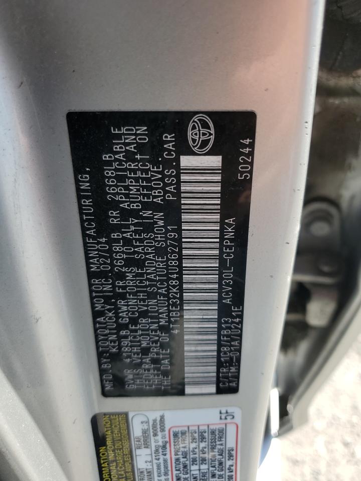 2004 Toyota Camry Le VIN: 4T1BE32K84U862791 Lot: 84955785