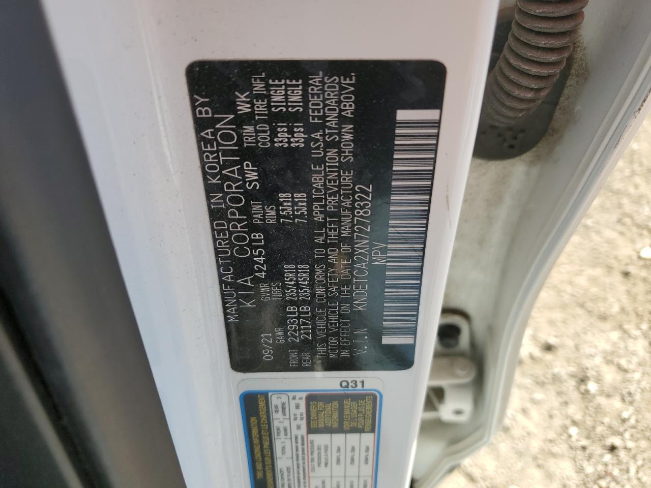 2022 Kia Seltos Sx VIN: KNDETCA2XN7278322 Lot: 82550575