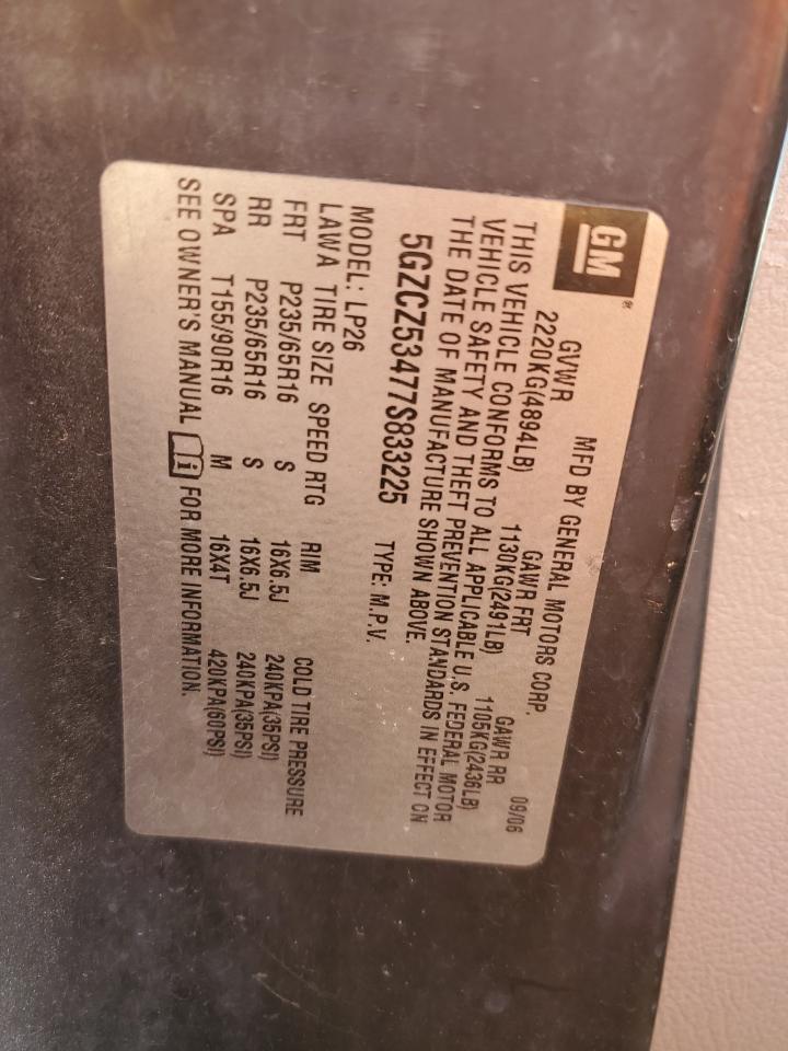 2007 Saturn Vue VIN: 5GZCZ53477S833225 Lot: 90427195