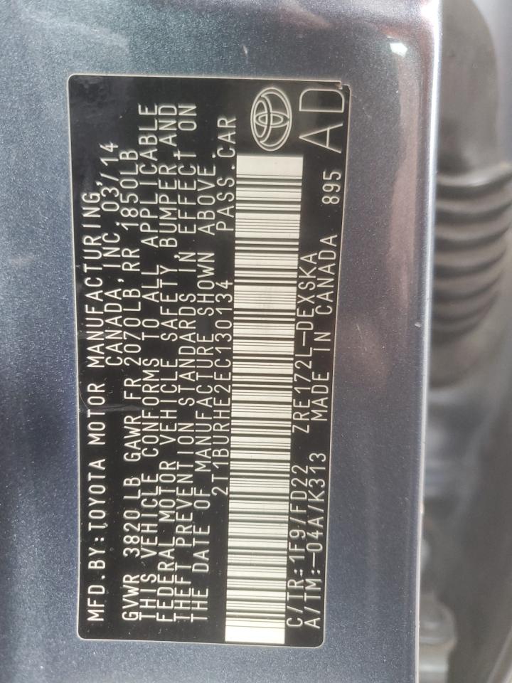 2014 Toyota Corolla L VIN: 2T1BURHE2EC130134 Lot: 86171925