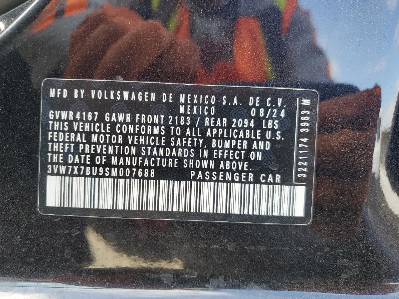 2025 Volkswagen Jetta Se VIN: 3VW7X7BU9SM007688 Lot: 82293735