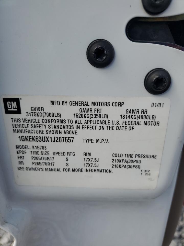 2001 GMC Denali VIN: 1GKEK63UX1J207657 Lot: 86179225