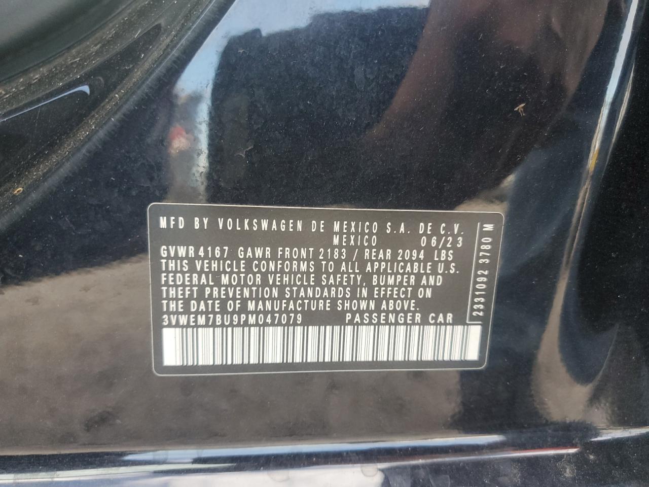 2023 Volkswagen Jetta Se VIN: 3VWEM7BU9PM047079 Lot: 84935095