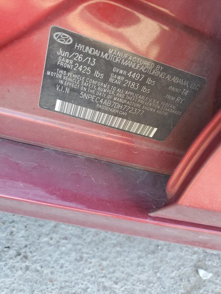 2013 Hyundai Sonata Se VIN: 5NPEC4AB7DH772377 Lot: 84638205