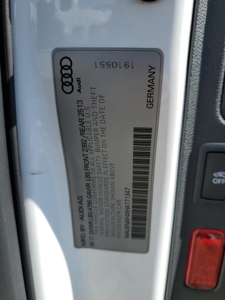 2017 Audi A4 Premium Plus VIN: WAUENAF4XHA171347 Lot: 82513085
