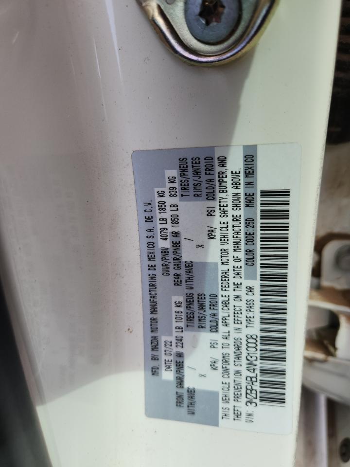 2022 Mazda 3 Select VIN: 3MZBPABL4NM310008 Lot: 86147945