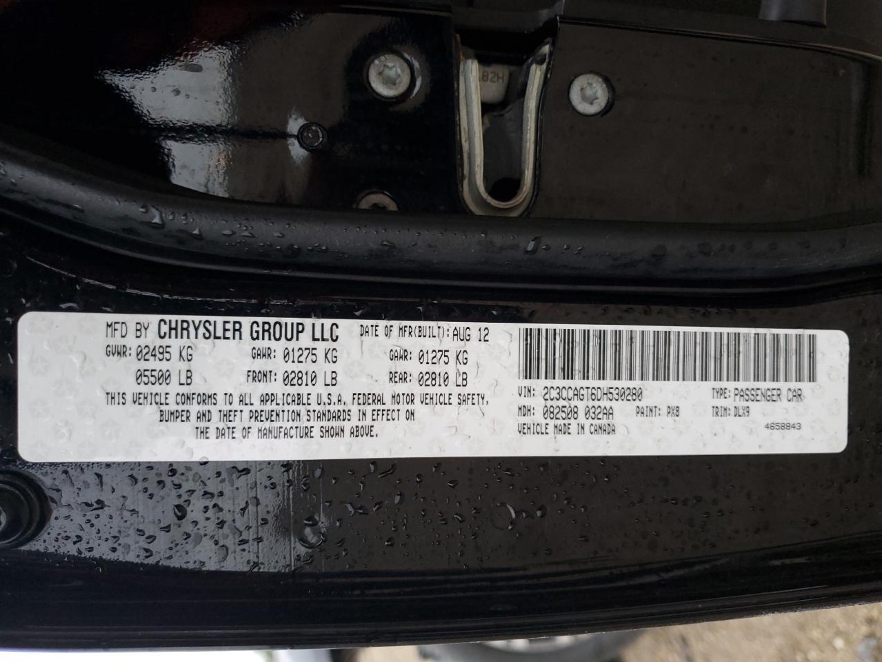 2013 Chrysler 300 S VIN: 2C3CCAGT6DH530280 Lot: 86811835