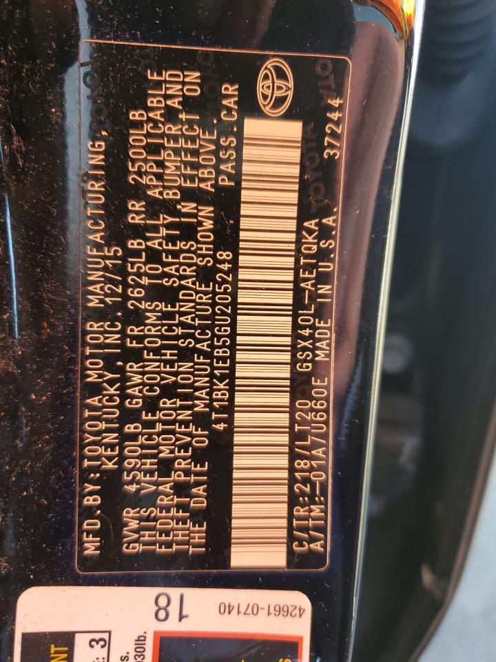 2016 Toyota Avalon Xle VIN: 4T1BK1EB5GU205248 Lot: 82661545