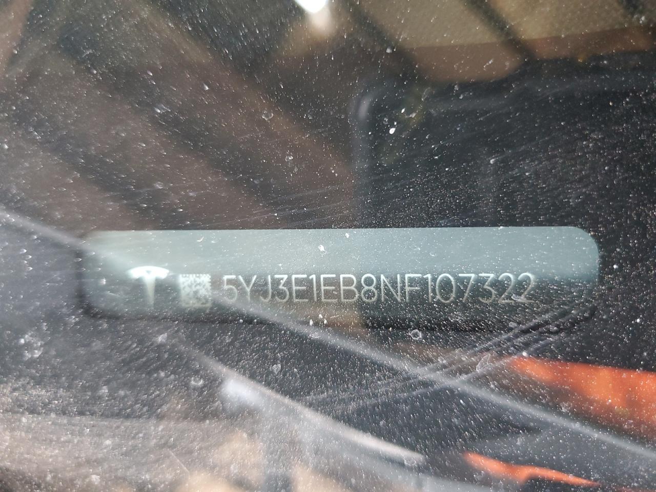 2022 Tesla Model 3 VIN: 5YJ3E1EB8NF107322 Lot: 91104035