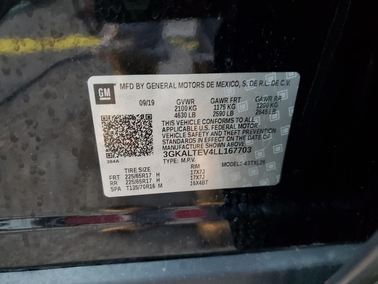 2020 GMC Terrain Sle VIN: 3GKALTEV4LL167703 Lot: 89885145