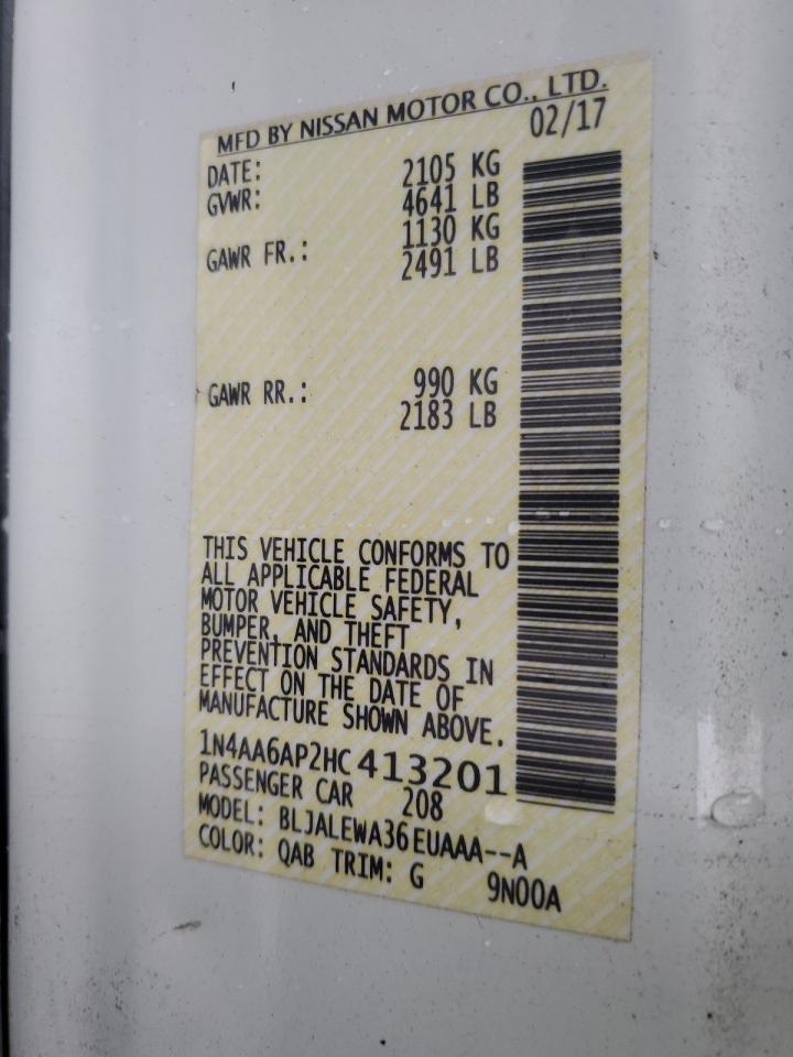 2017 Nissan Maxima 3.5S VIN: 1N4AA6AP2HC413201 Lot: 85752065