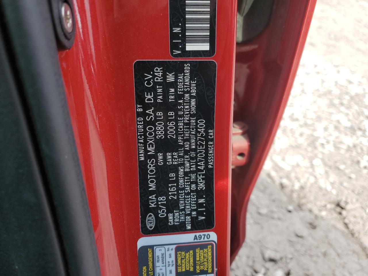 2018 Kia Forte Lx VIN: 3KPFL4A70JE275400 Lot: 90325925