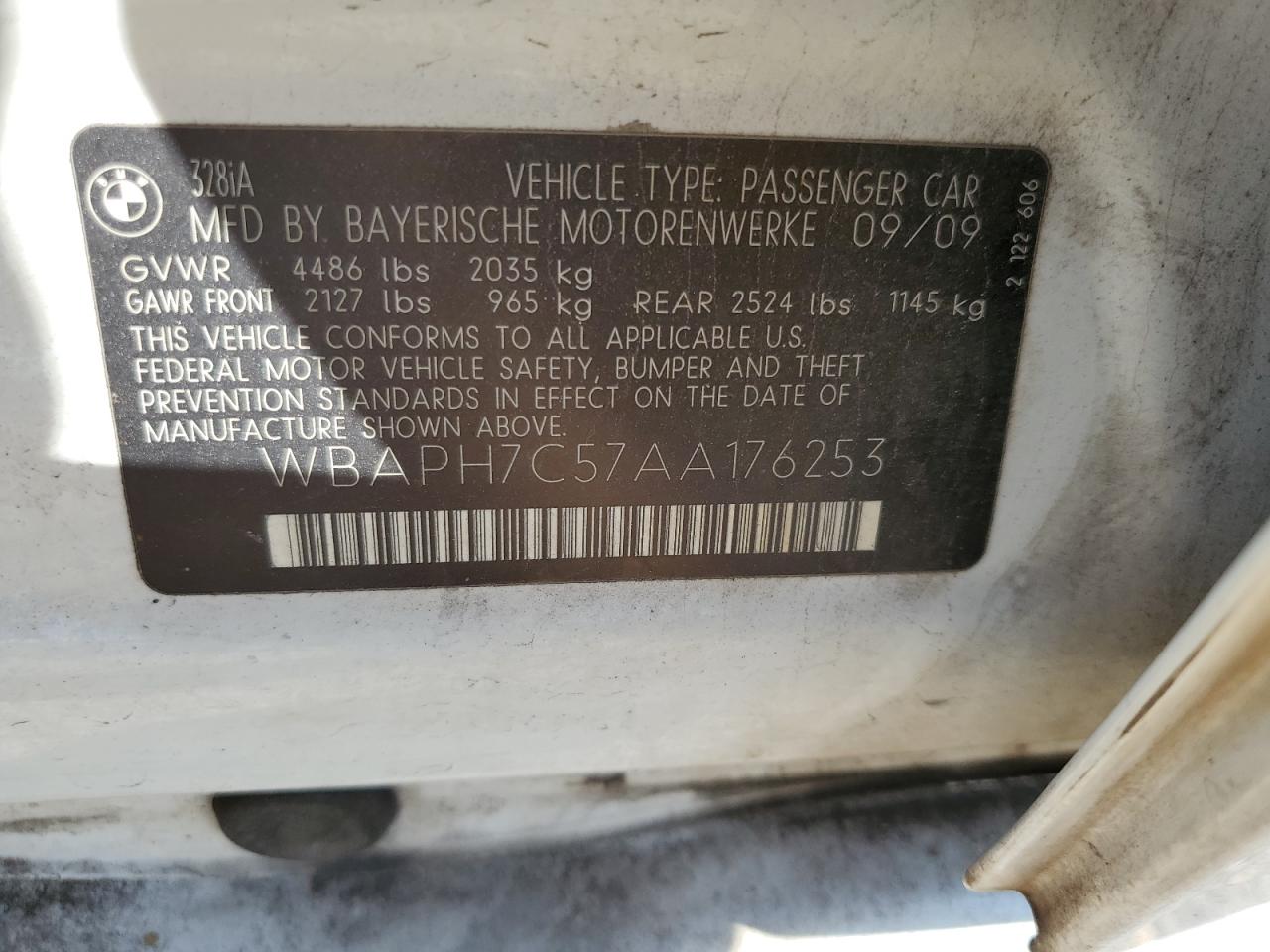 2010 BMW 328 I VIN: WBAPH7C57AA176253 Lot: 81963975