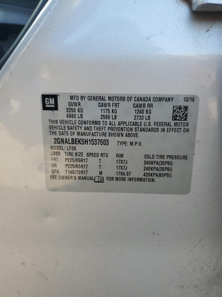 2017 Chevrolet Equinox Ls VIN: 2GNALBEK5H1537603 Lot: 84837515