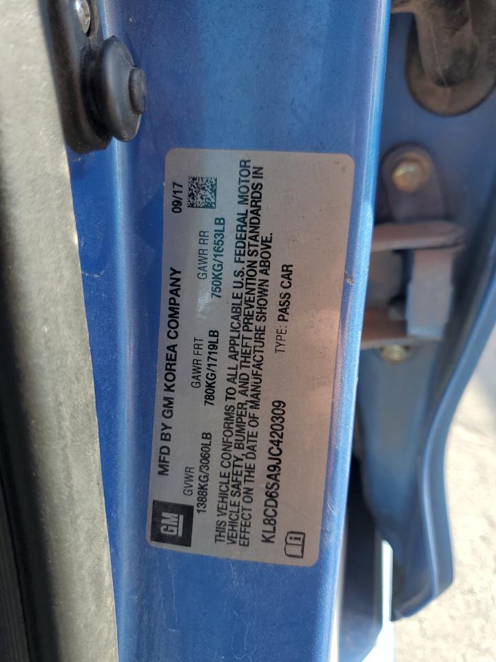 2018 Chevrolet Spark 1Lt VIN: KL8CD6SA9JC420309 Lot: 84859805