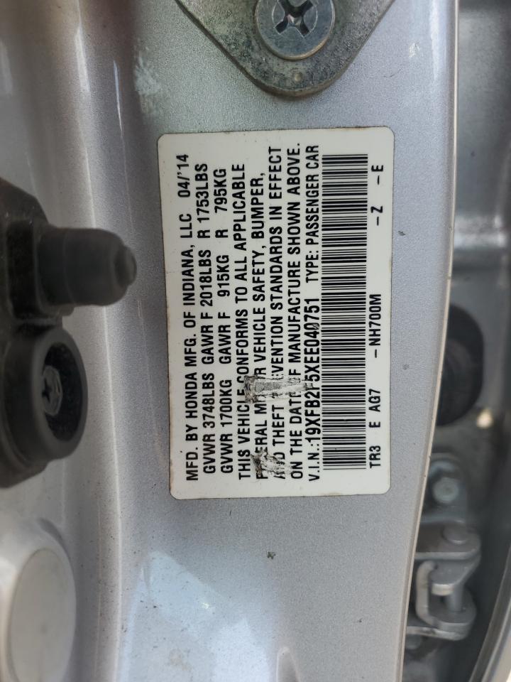 2014 Honda Civic Lx VIN: 19XFB2F5XEE040751 Lot: 84964425