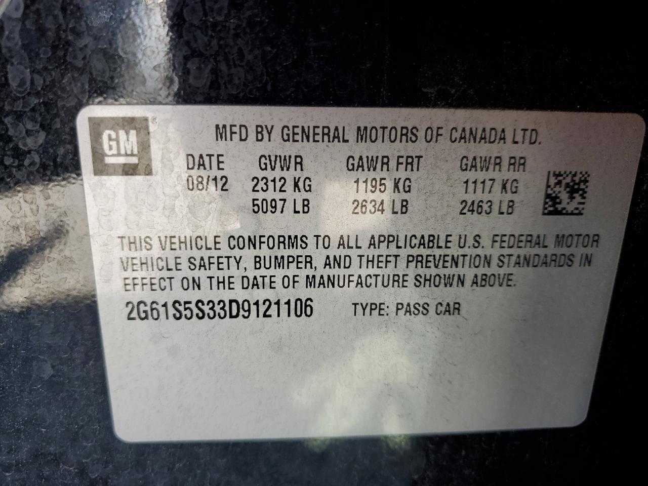 2013 Cadillac Xts Premium Collection VIN: 2G61S5S33D9121106 Lot: 89683205