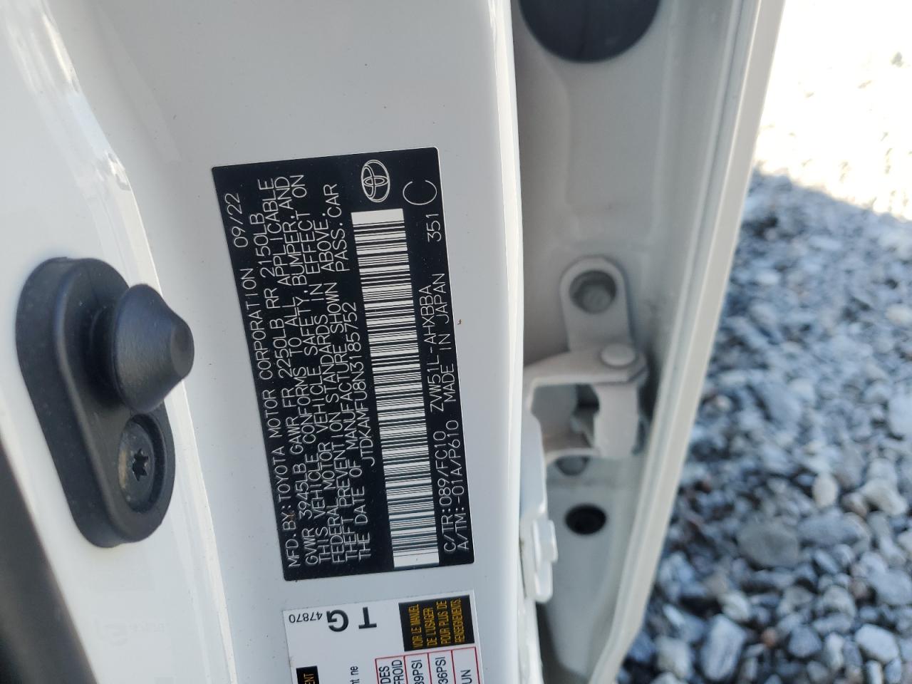 2022 Toyota Prius Night Shade VIN: JTDKAMFU8N3185752 Lot: 89551175