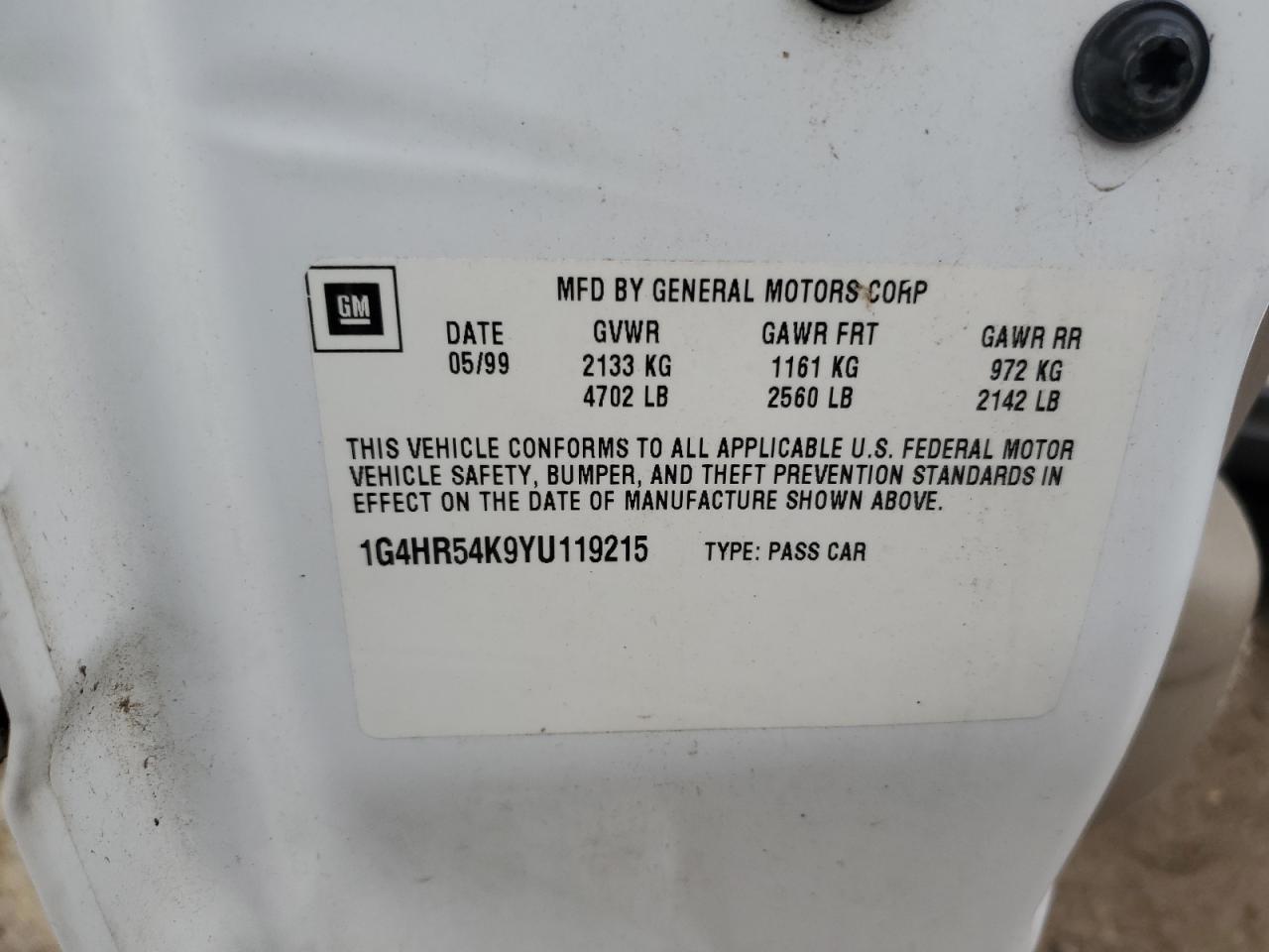 2000 Buick Lesabre Limited VIN: 1G4HR54K9YU119215 Lot: 85534465