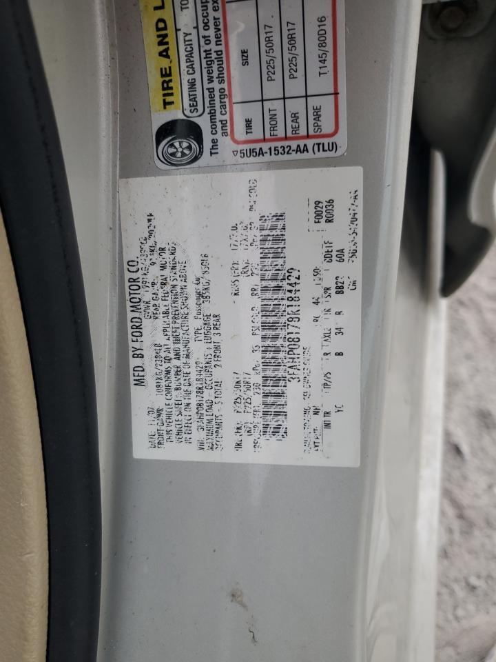 2008 Ford Fusion Sel VIN: 3FAHP08178R184429 Lot: 85721705