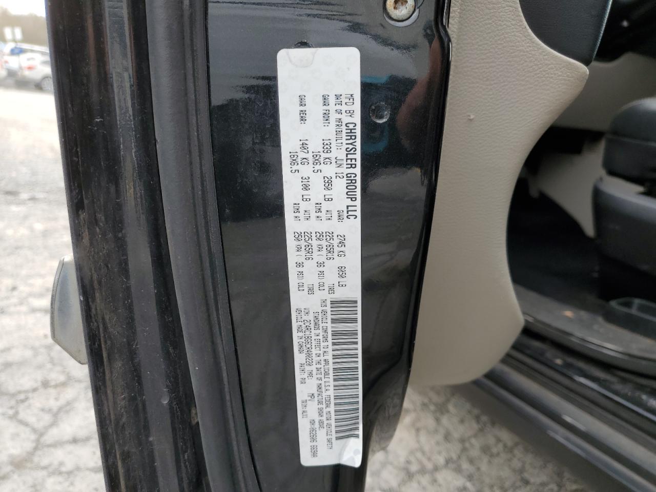 2012 Chrysler Town & Country Touring VIN: 2C4RC1BG6CR400220 Lot: 89444855