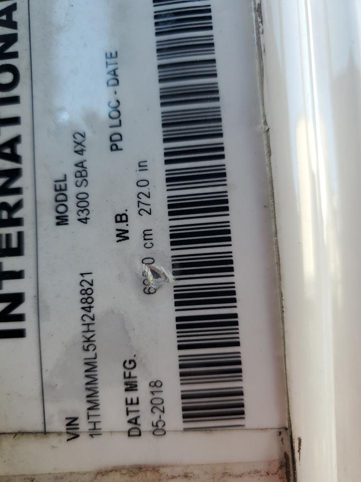 2019 International 4000 4300 Box Truck VIN: 1HTMMMML5KH248821 Lot: 86697665