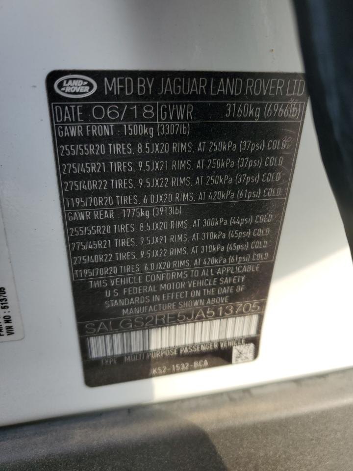 2018 Land Rover Range Rover Supercharged VIN: SALGS2RE5JA513705 Lot: 82677205