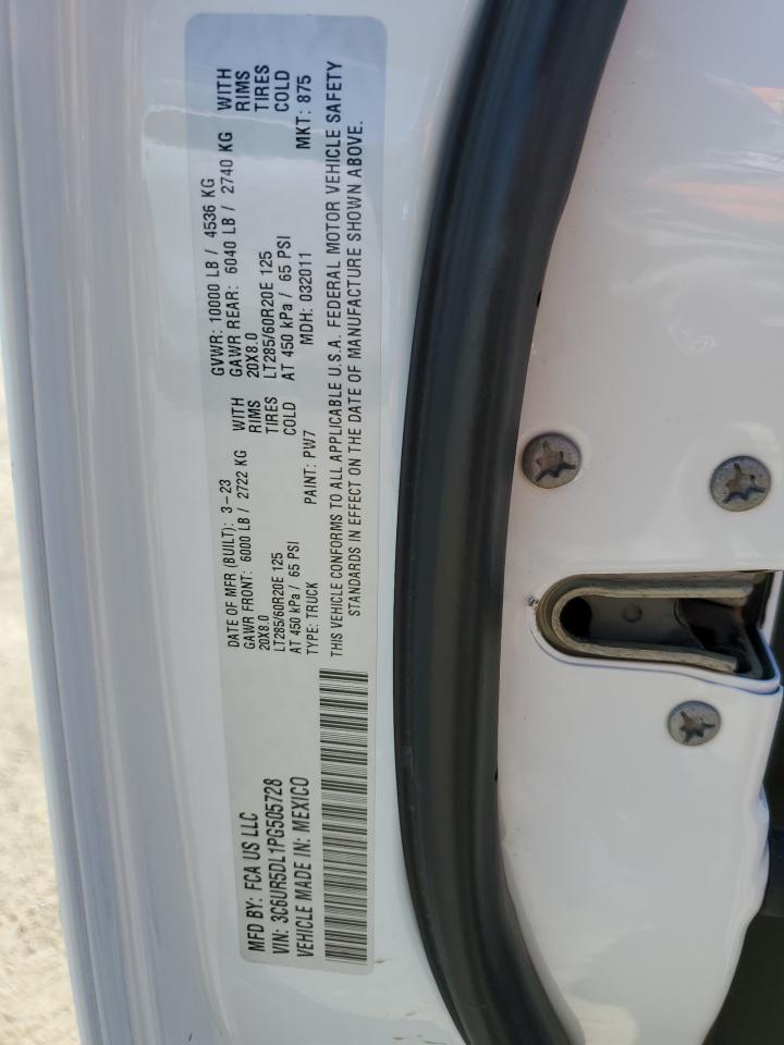 2023 Ram 2500 Big Horn VIN: 3C6UR5DL1PG505728 Lot: 84473695