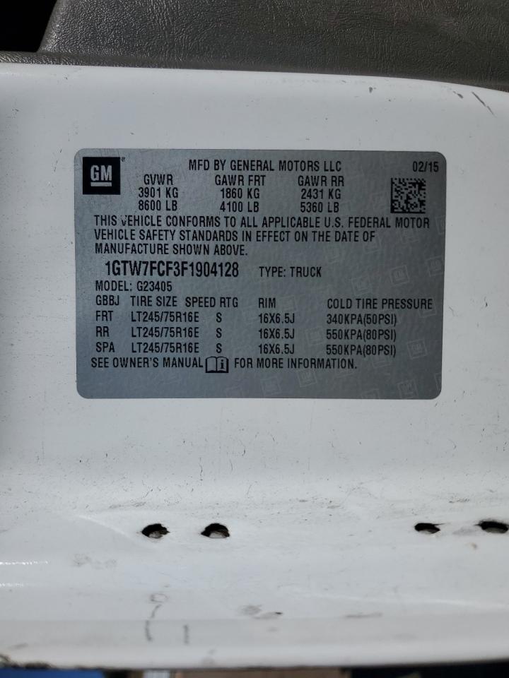 2015 GMC Sprinetr Delivery Van VIN: 1GTW7FCF3F1904128 Lot: 82551635