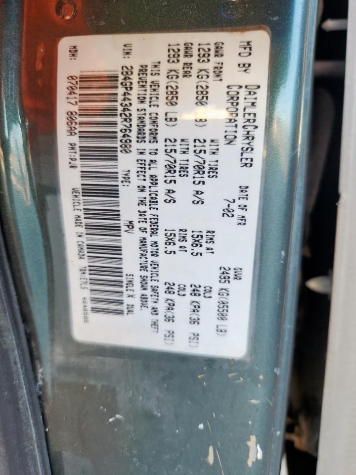 2002 Dodge Grand Caravan Sport VIN: 2B4GP44342R764980 Lot: 90922925