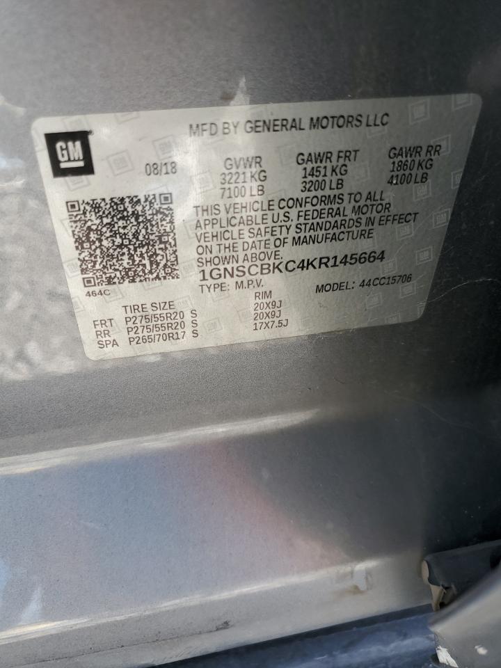 2019 Chevrolet Tahoe C1500 Lt VIN: 1GNSCBKC4KR145664 Lot: 85390845