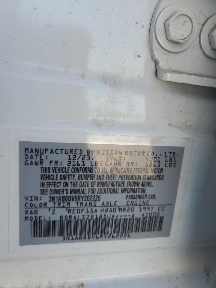 2024 Nissan Sentra Sr VIN: 3N1AB8DV6RY262226 Lot: 85910175