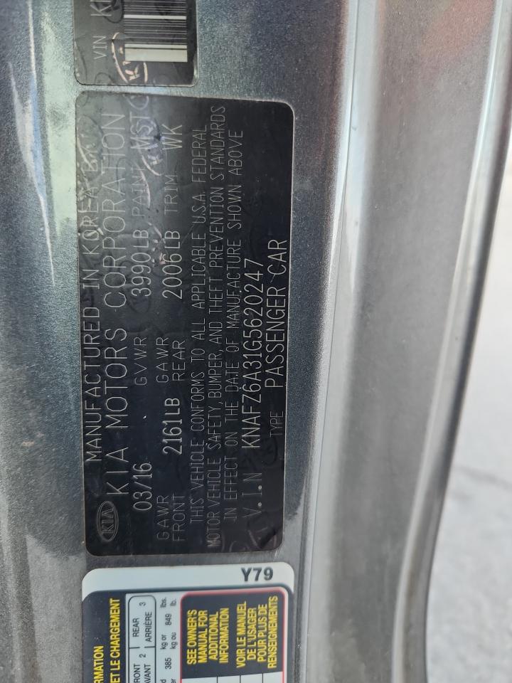 2016 Kia Forte Sx VIN: KNAFZ6A31G5620247 Lot: 85354045