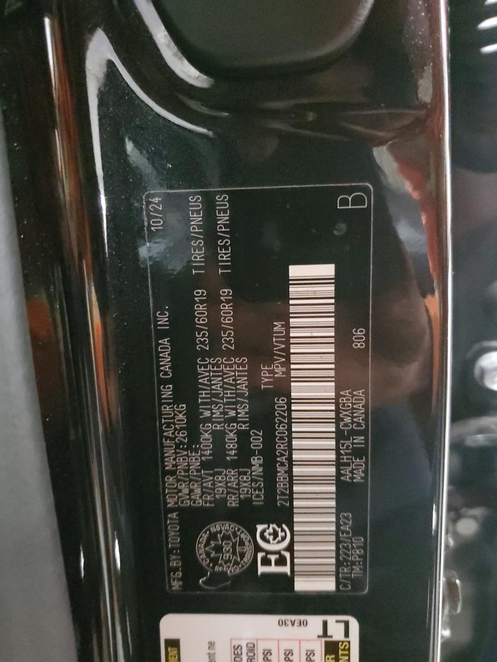 2024 Lexus Rx 350H Base VIN: 2T2BBMCA2RC062206 Lot: 85175005