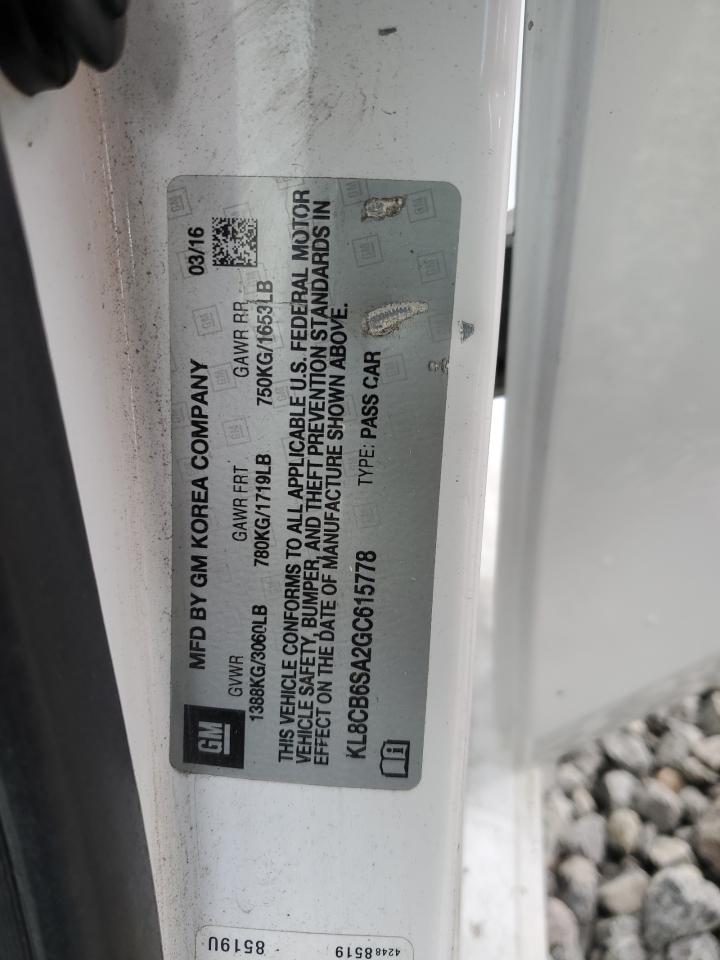 2016 Chevrolet Spark Ls VIN: KL8CB6SA2GC615778 Lot: 84588295