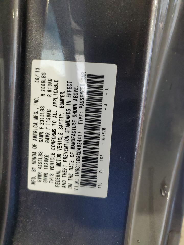 2013 Honda Accord Exl VIN: 1HGCT1B8XDA024417 Lot: 85573465