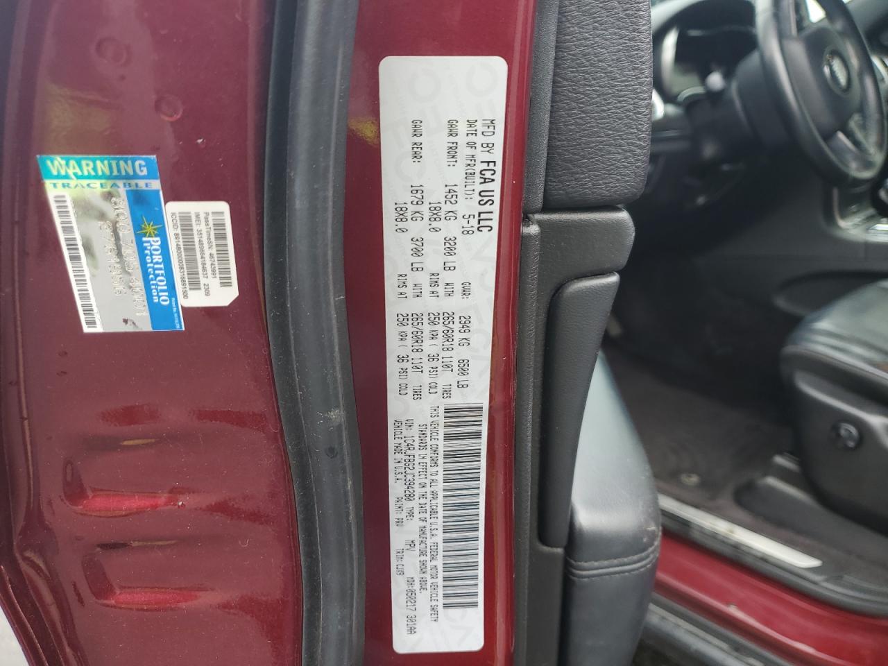 2018 Jeep Grand Cherokee Limited VIN: 1C4RJFBG2JC394280 Lot: 82246665