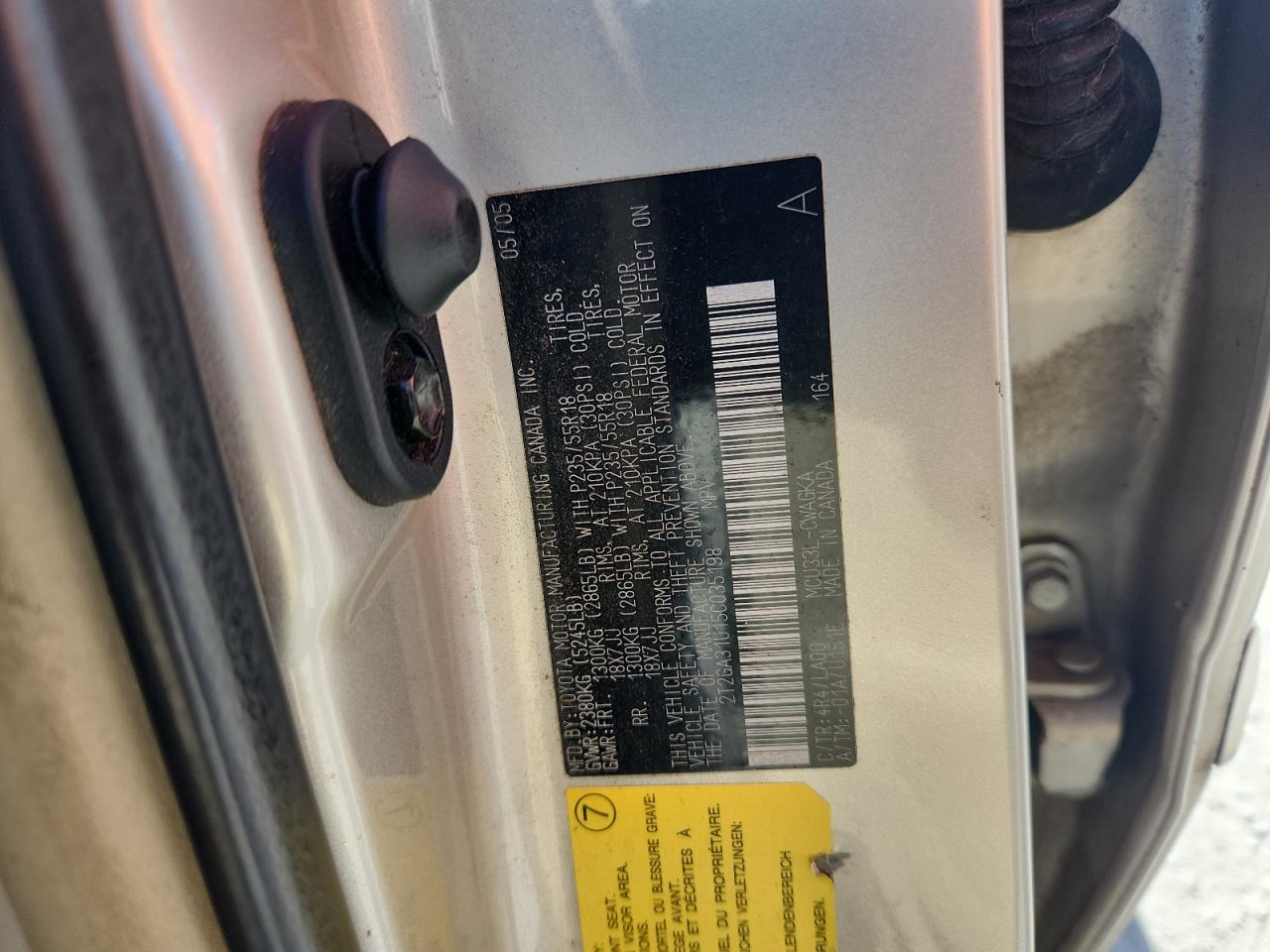 2005 Lexus Rx 330 VIN: 2T2GA31U15C035198 Lot: 85817505