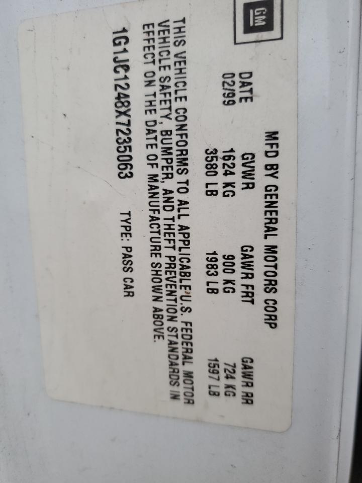 1999 Chevrolet Cavalier Base VIN: 1G1JC1248X7235063 Lot: 90243015