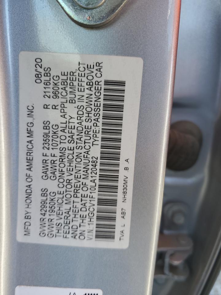 2020 Honda Accord Lx VIN: 1HGCV1F10LA120482 Lot: 85012235