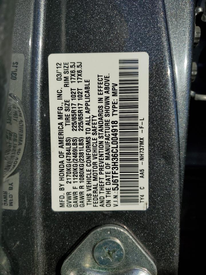 2012 Bus & Coach Intl (Bci) Accord Cou VIN: 5J6TF3H36CL004918 Lot: 87302475