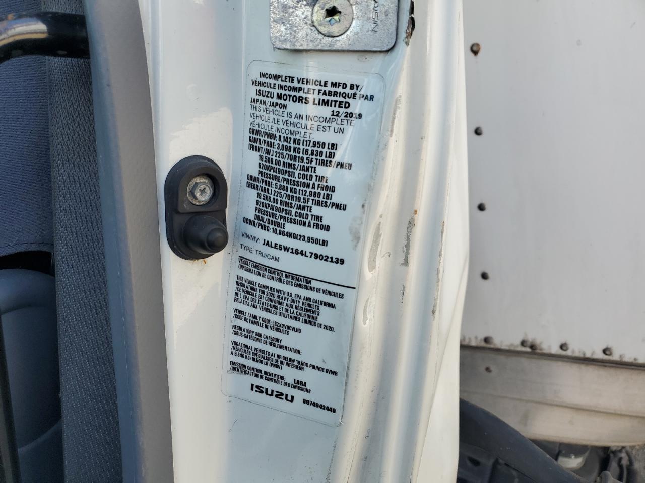 2020 Isuzu Nqr VIN: JALE5W164L7902139 Lot: 86326295