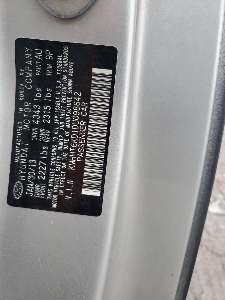 2013 Hyundai Genesis Coupe 2.0T VIN: KMHHT6KD1DU098642 Lot: 85415955